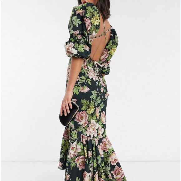 ISO: ASOS EDITION puff sleeve milkmaid dress in romantic floral print - Picture 3 of 4